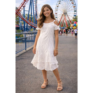 Girls D Signed White Dress Size L (14/16)